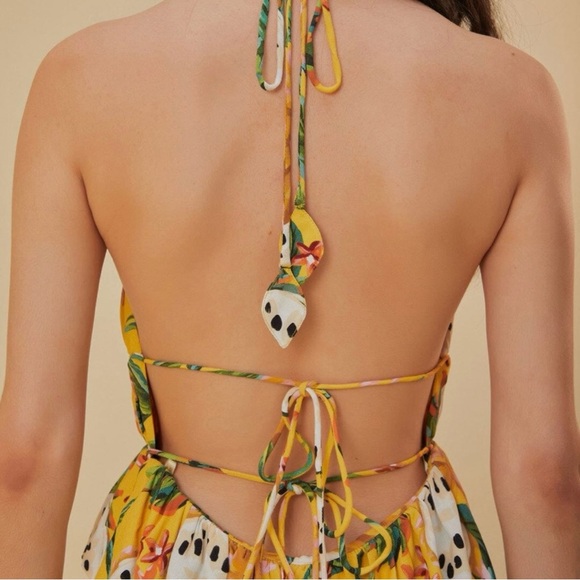 Farm Rio Biriba Yellow Sleeveless Midi Dress - Picture 9 of 12